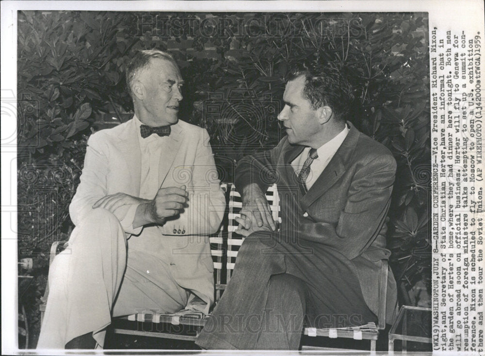 1959 Press Photo Richard Nixon Christian Herter - Historic Images