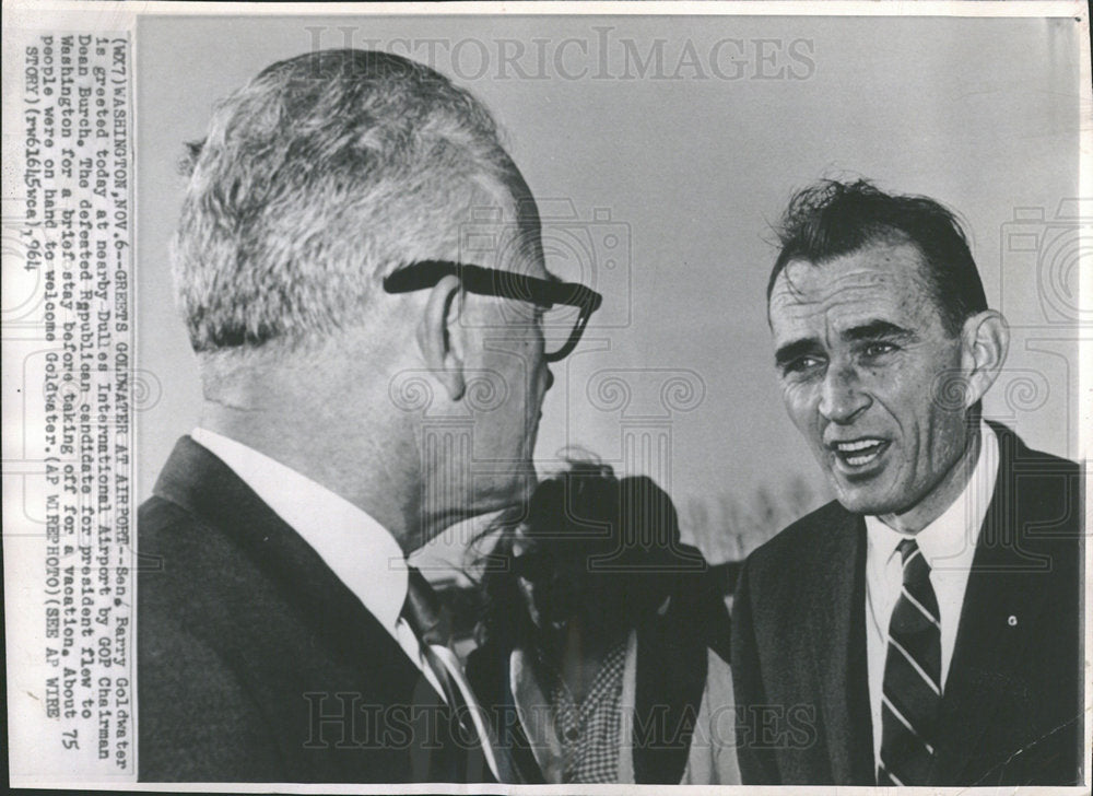 1964 Press Photo GOP Chairman Dean Burch Sen Goldwater - Historic Images