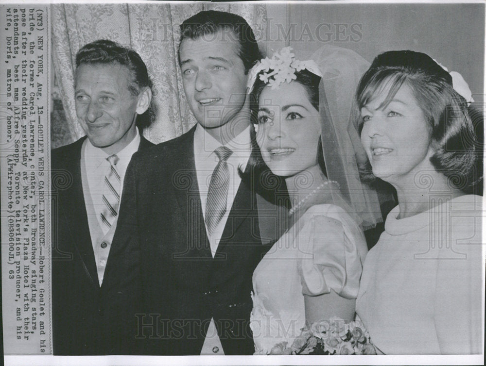 1963 Press Photo Wedding Robert Goulet Carol Lawrence - Historic Images