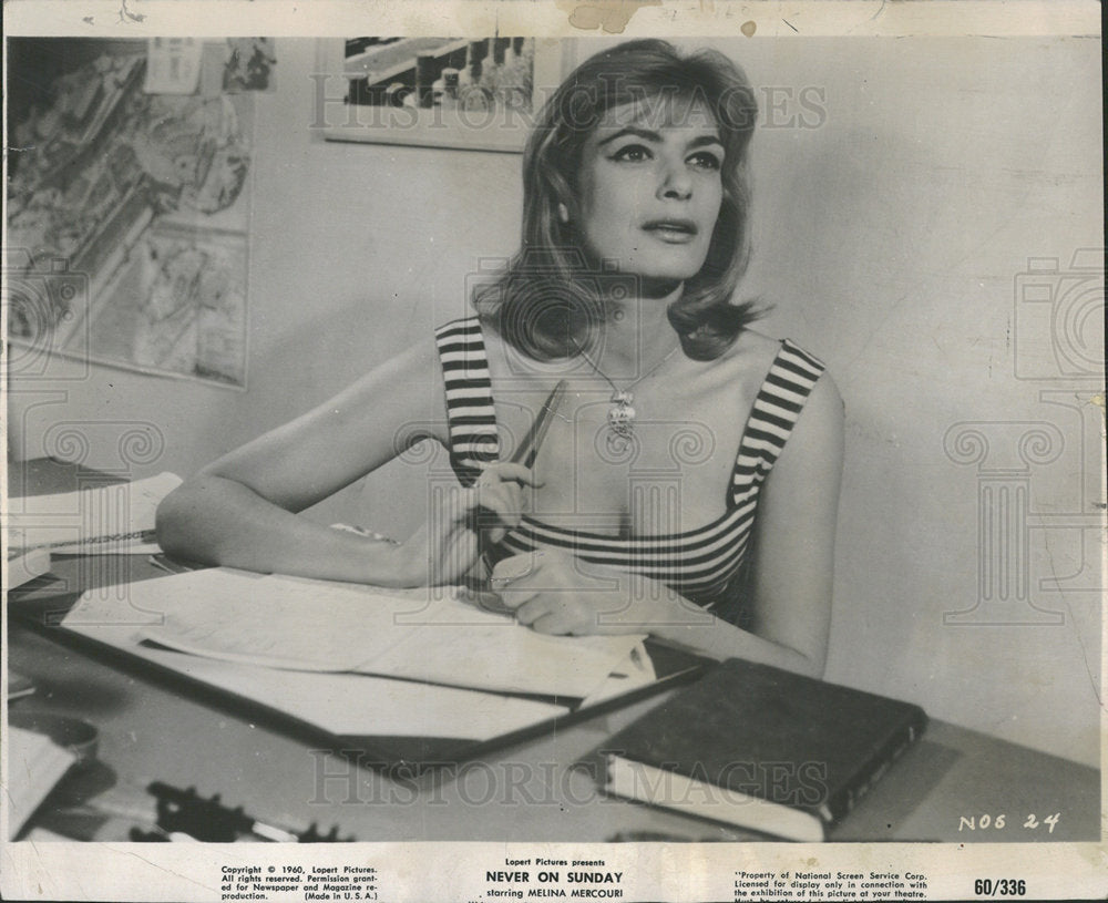1960 Press Photo Melina Mercouri Greek Movie Actress - Historic Images