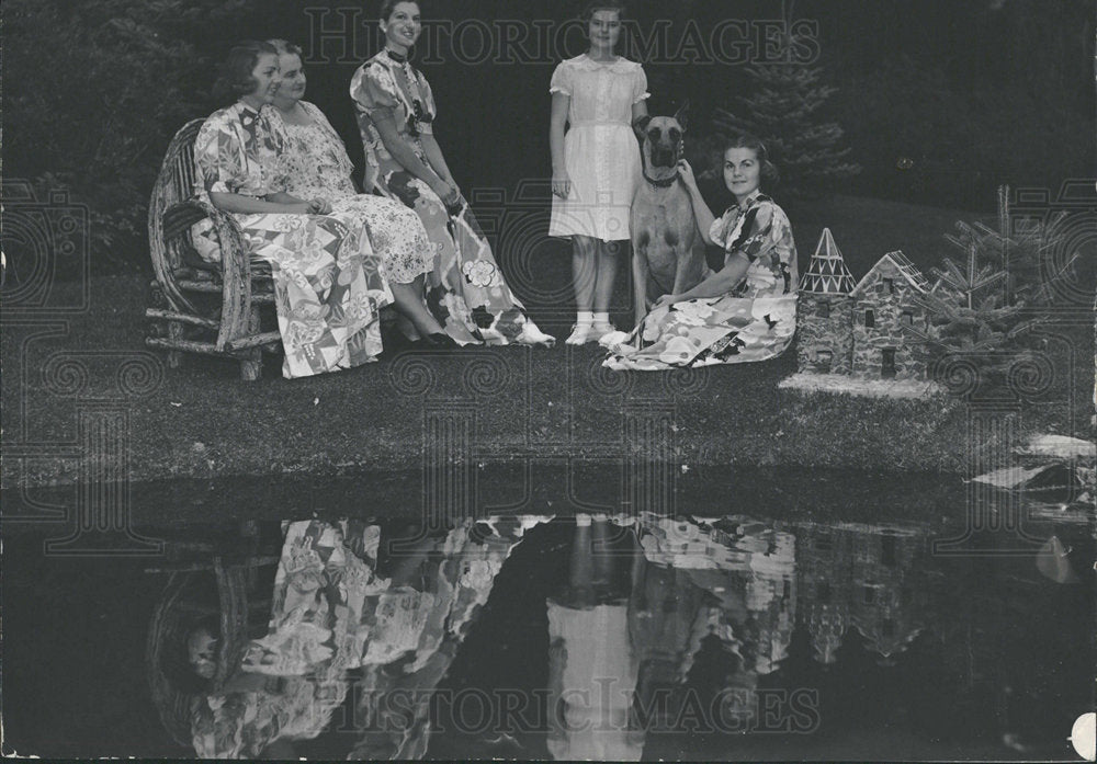 1937 Press Photo Charles C Gates Wife &amp; Daughters  - Historic Images