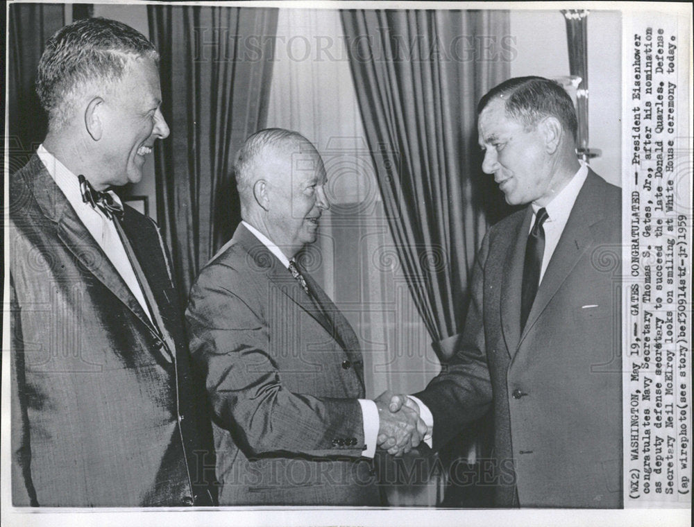 1959 Press Photo Navy Secretary Thomas Gates Jr - Historic Images