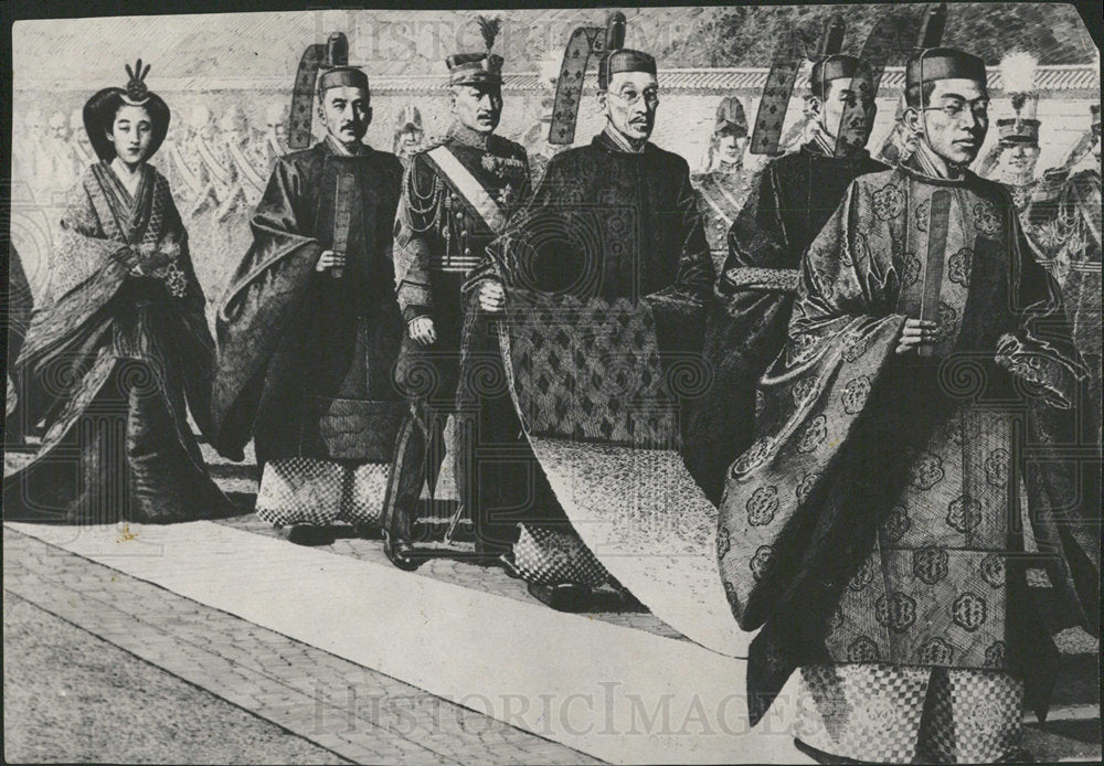 Press Photo Drawing Imperial Wedding Hirohito Tokyo - Historic Images
