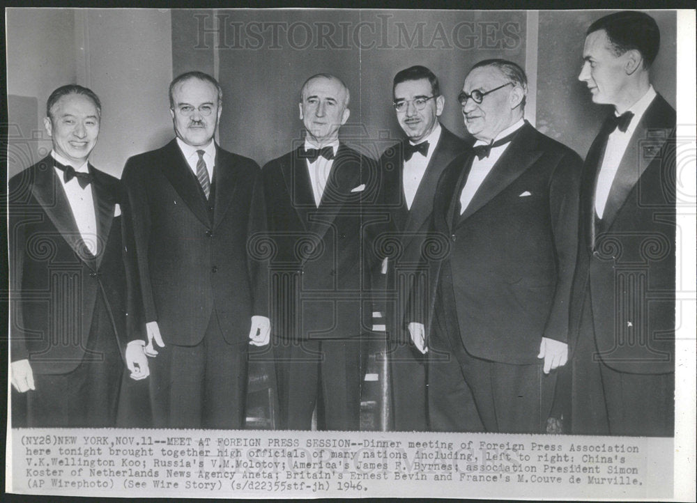 1946 Press Photo James Byrnes Simon Koster Foreign Pres - Historic Images