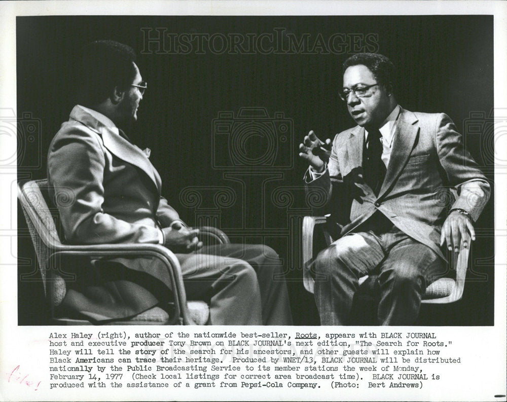 1977 Press Photo Alex Haley Tony Brown Black Journal - Historic Images