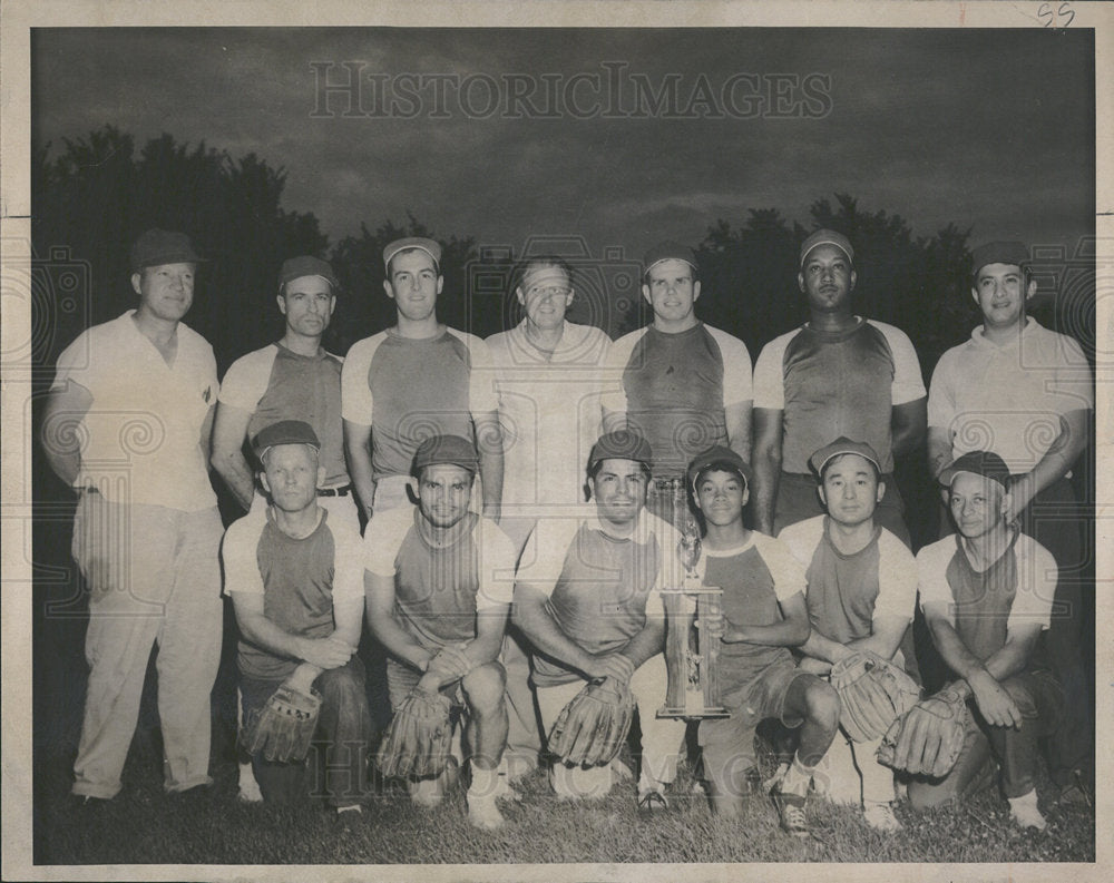 1969 Press Photo Joe Johnson Holds Softball Trophy - Historic Images