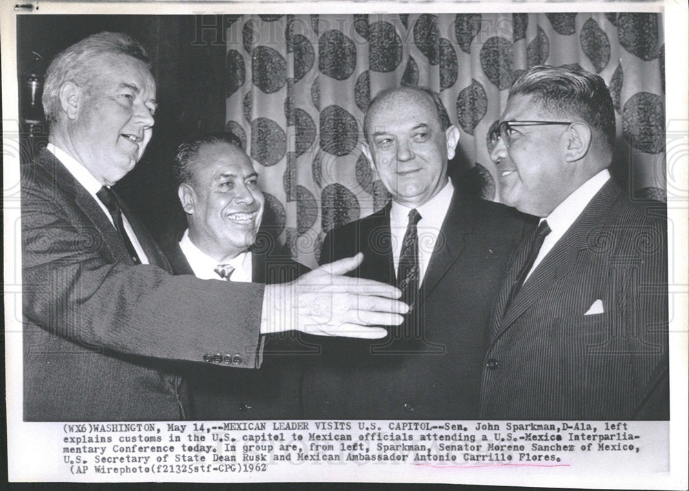 1962 Press Photo Sen John Sparkman Mexican Leader US - Historic Images