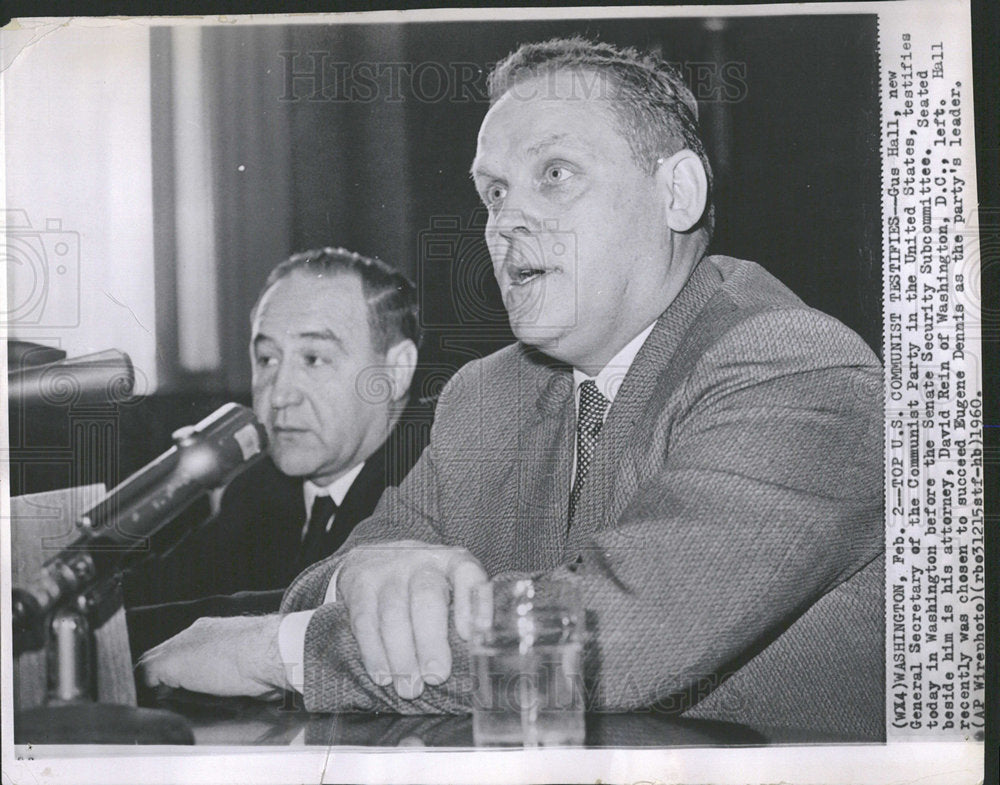 1960 Press Photo Gus Hall Communist Party Secretary US  - Historic Images