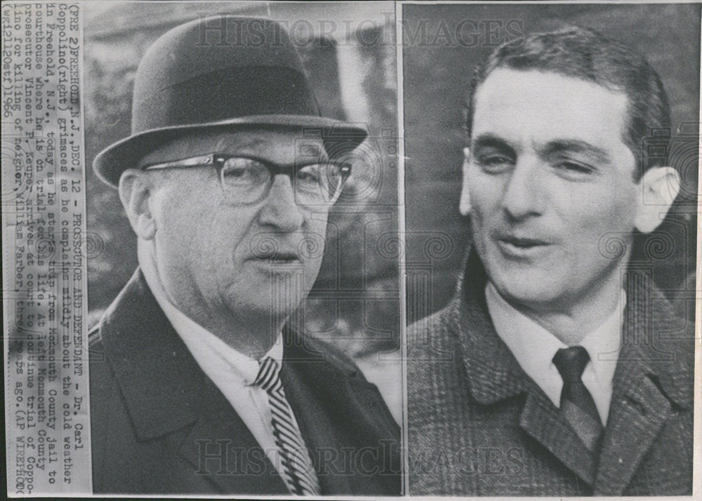 1966 Press Photo Carl Coppolino grimace Cold weather - Historic Images