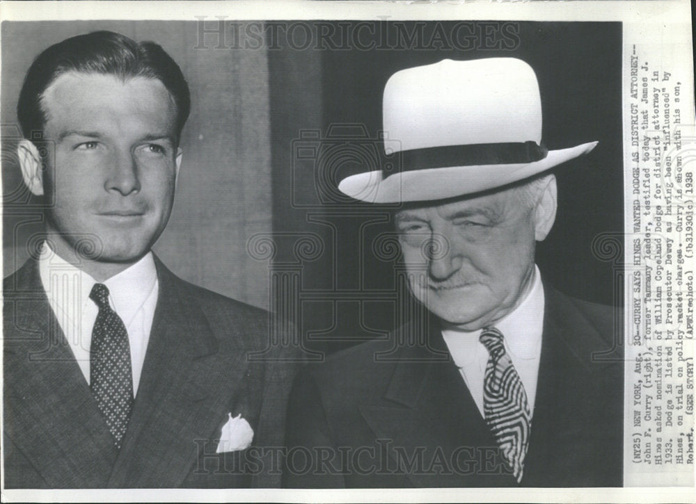 1938 Press Photo John F. Curry James J. Hines Trial - Historic Images