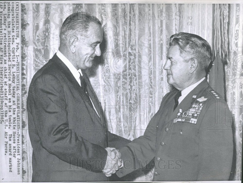 1965 Press Photo President Johnson Gen. Curtis E. LeMay - Historic Images