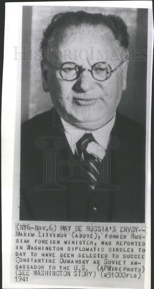 1941 Press Photo Maxim Lityindy Foreign Minister - Historic Images