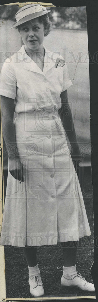 1934 Press Photo Katharyn Stubbs White Dress Beautiful  - Historic Images