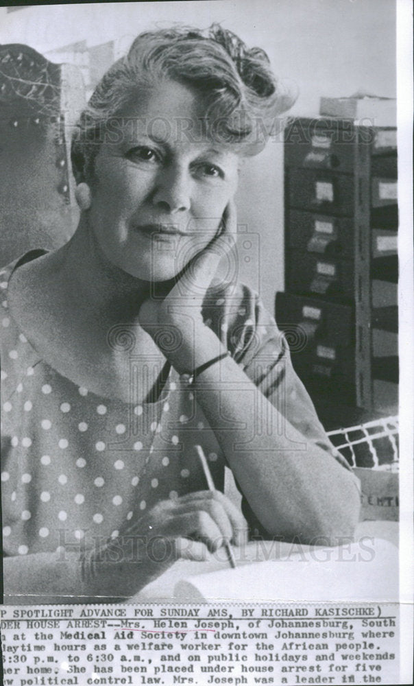 1962 Press Photo Mrs Helen Joseph Johannesburg - Historic Images