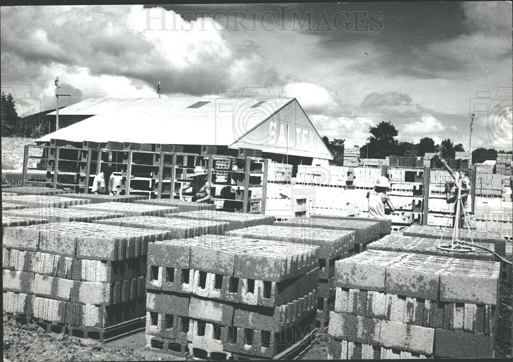 1965 Press Photo Farica ladrillos bloques cemento  - Historic Images
