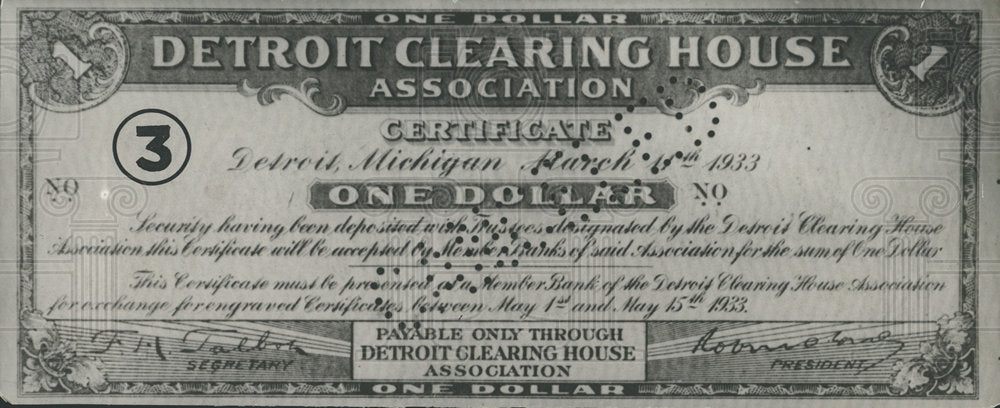 1933 Press Photo Detroit Clearing House Association - Historic Images