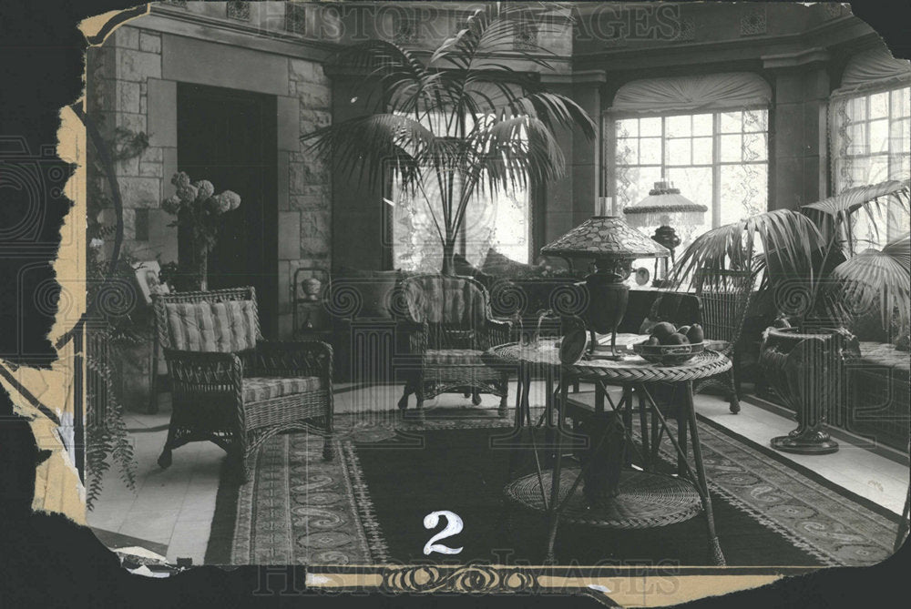 Press Photo Wining garden Home Room Furniture Fruits - Historic Images