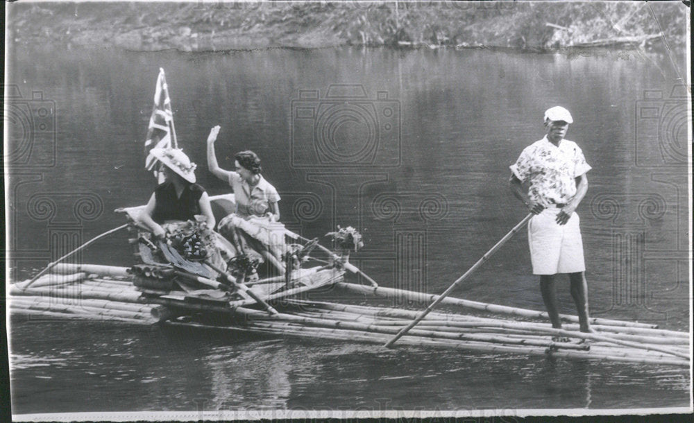 1955 Princess Margaret Grande party raft - Historic Images