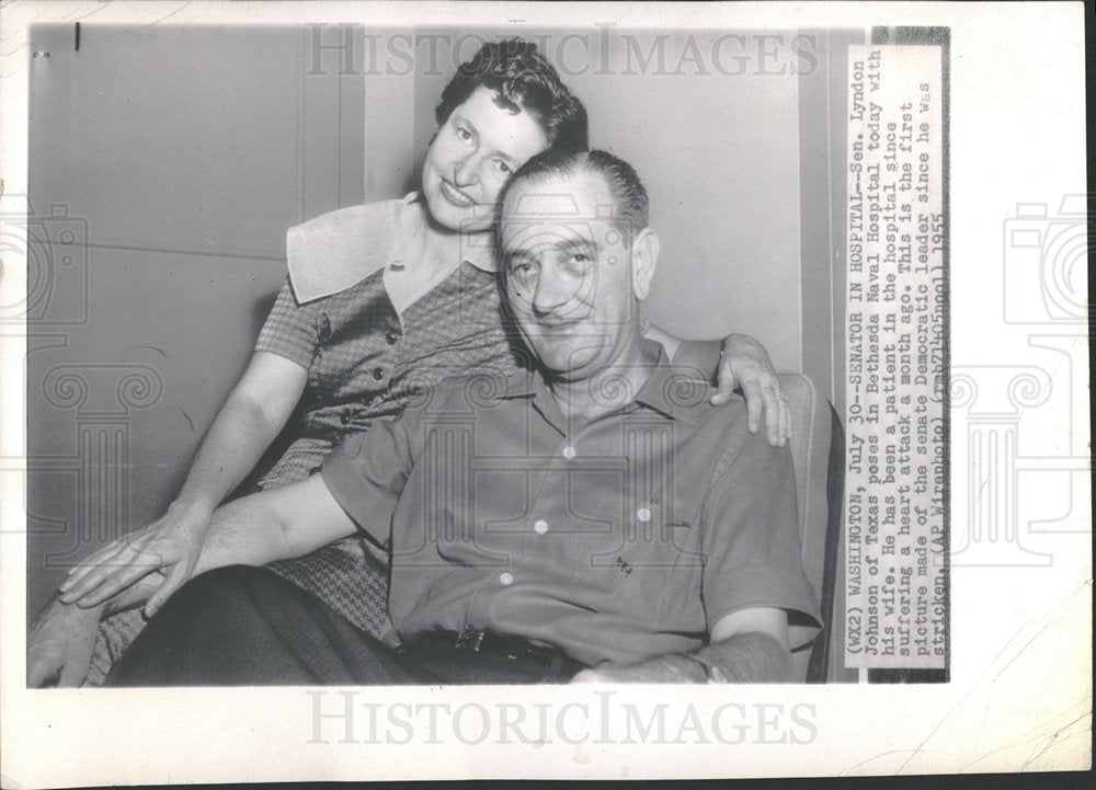 1955 Sen Lyndon Johnson Bethesda Naval Wife - Historic Images