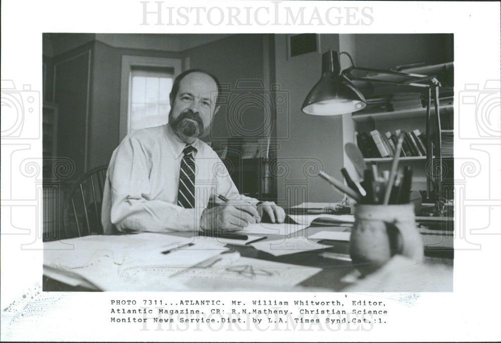 1985 Press Photo William Whitworth Editro Atlantic - Historic Images