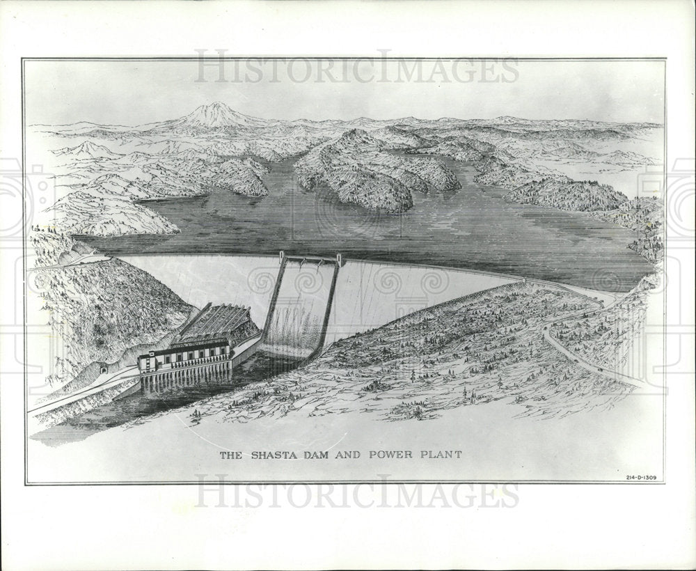 1938 Press Photo Shasta Dam Power Plant Storage Tall - Historic Images