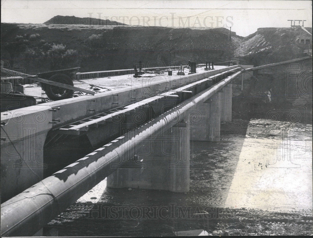 1951 San Juan River New Mexico Bridge Pipe-Historic Images