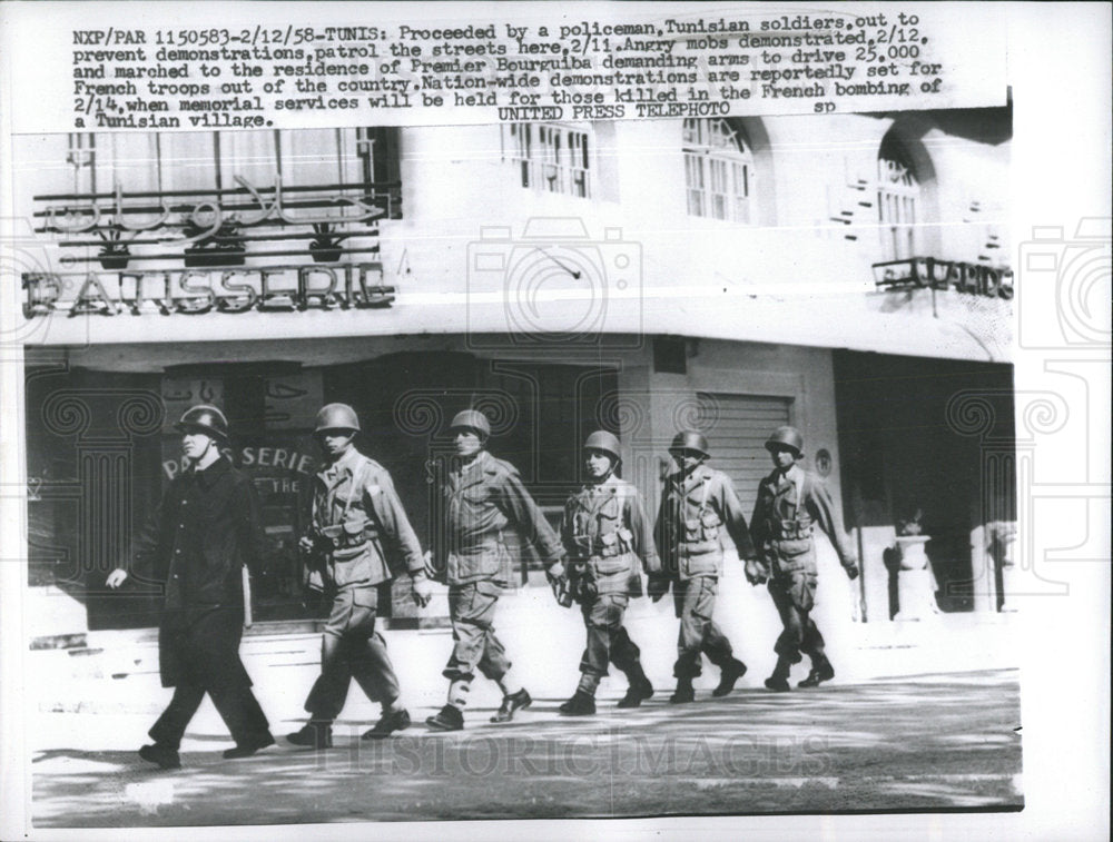 1958 Tunisian soldier Policeman Patrol-Historic Images