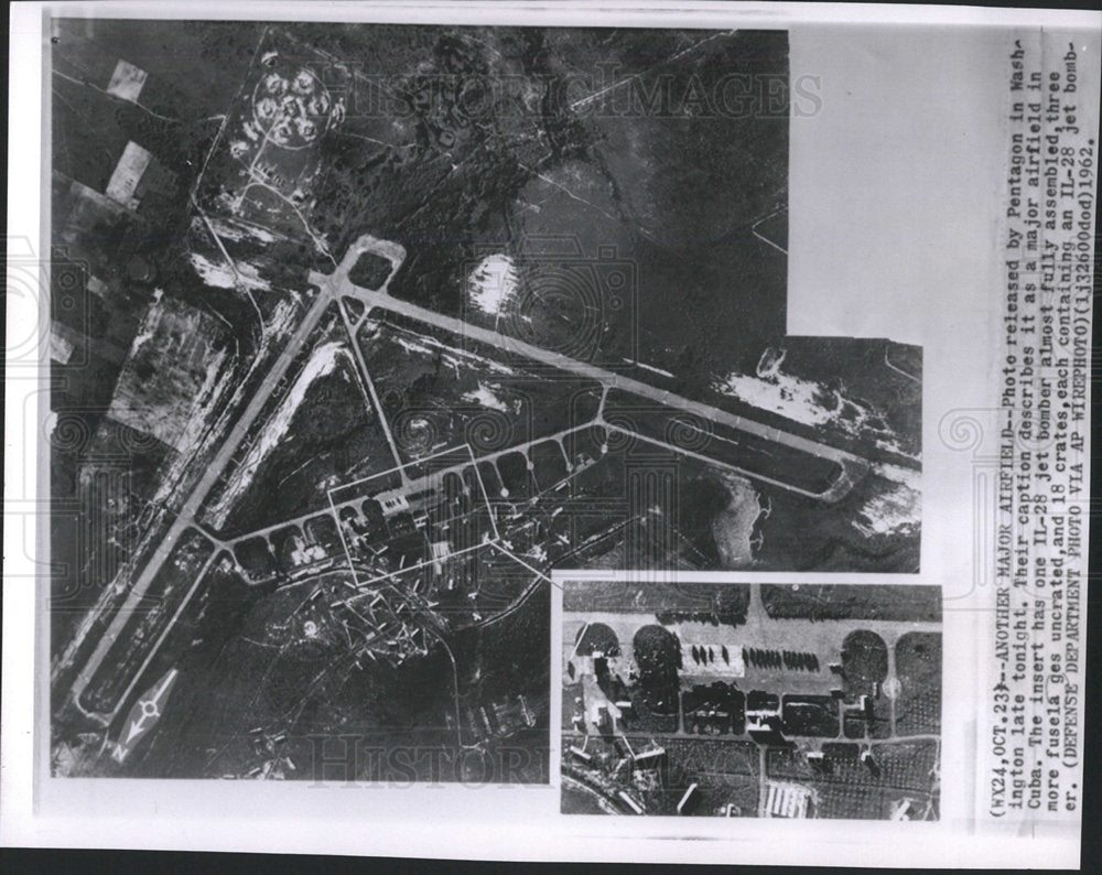 1962 Press Photo Major airfield Cuba Jet bomb Pentagon - Historic Images