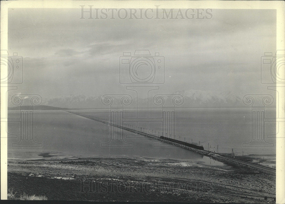 1938 Press Photo Lucin Cutoff Across Great Salt Lake - Historic Images