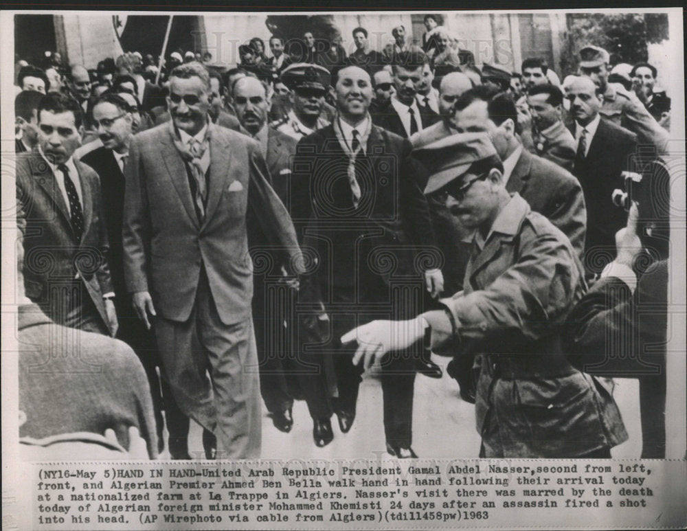 1963 Press Photo Gamal Abdel Nasser, Ahmed Ben Bella - Historic Images