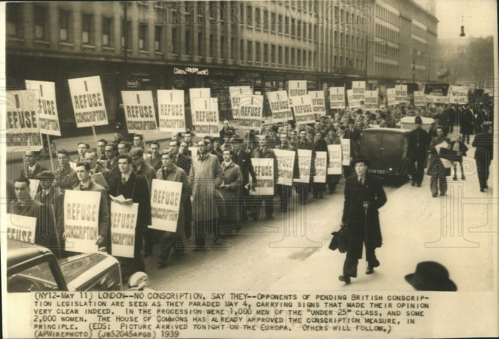 1939 Press Photo Conscription british legislation  - Historic Images