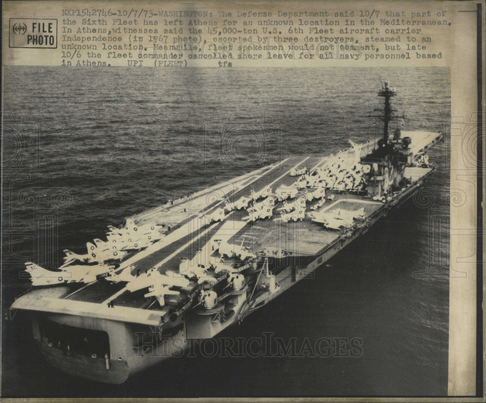 1973 Press Photo U.S. Aircraft Carrier Indepedence - Historic Images