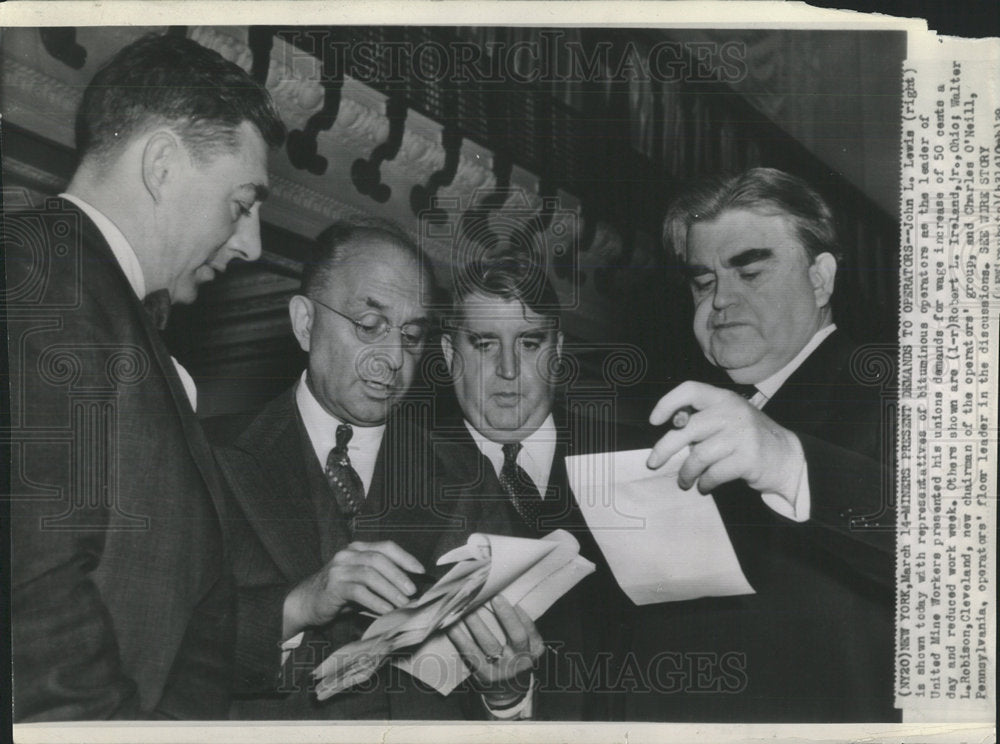 1939 Photo Miners Present Demands To Operators - Historic Images