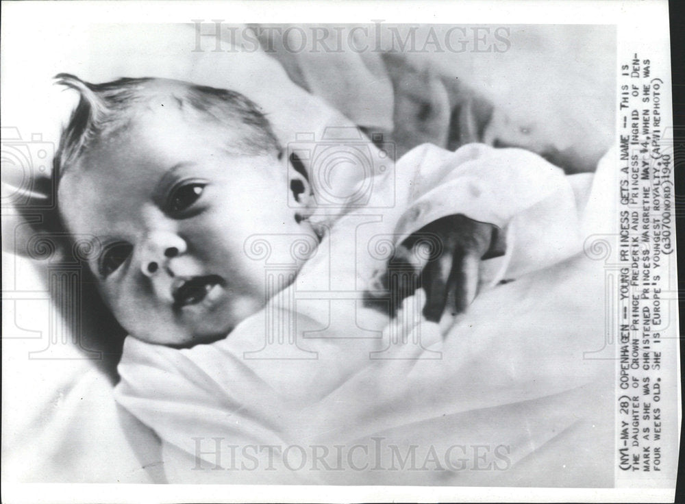 1940 Press Photo Princess Margrethe Christened Denmark  - Historic Images