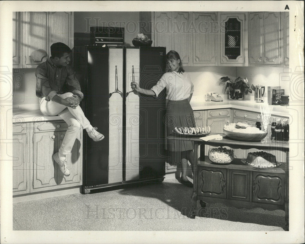 1965 Press Photo Refrigerator Advertisement Couple - Historic Images