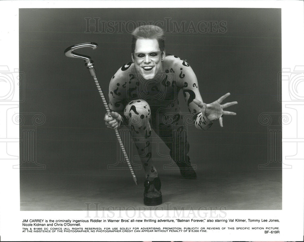 1995 Press Photo Jim Carrey Stars in &quot;Batman Forever&quot; - Historic Images