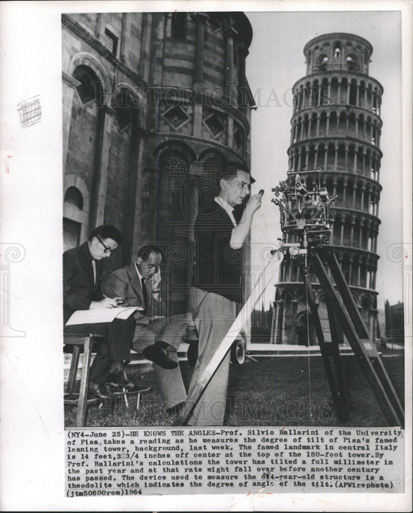 1964 Press Photo Silvio Ballariant University Pisa Snap - Historic Images