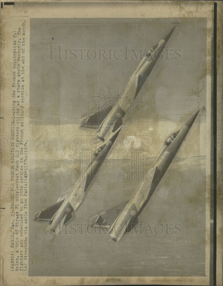 1974 Press Photo French Countryside Mirage F1 Mach 2.2 - Historic Images
