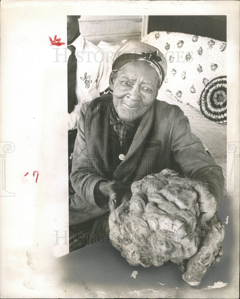 1964 Press Photo Home Gardener Ella Thomas crazy Yam  - Historic Images