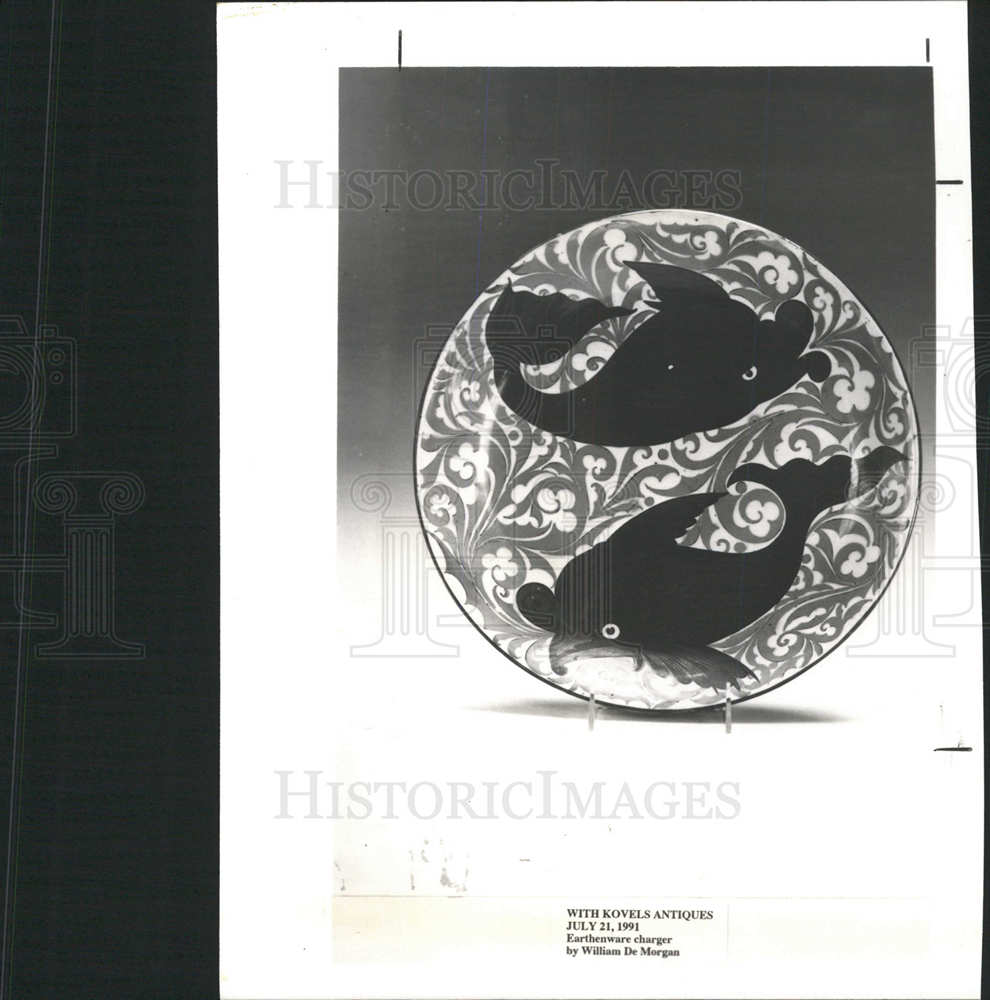 1991 Press Photo William De Morgan Sea Scene Ruby Luste - Historic Images