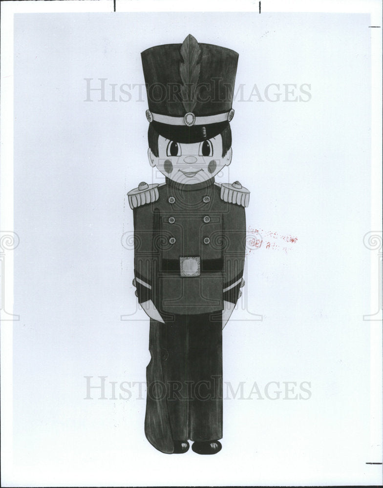 1989 Press Photo Call attention holiday Toy Soldier  - Historic Images