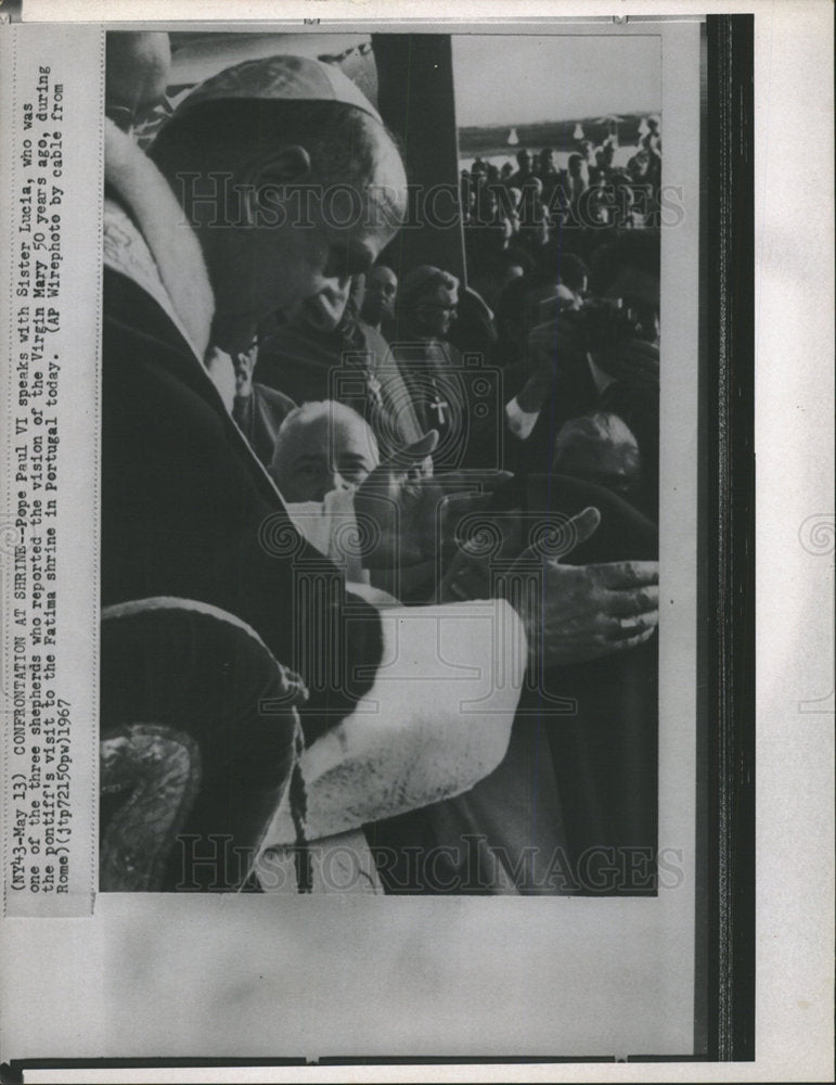 1967 Press Photo Pope Paul VI speaks Sister Lucia Mary - Historic Images