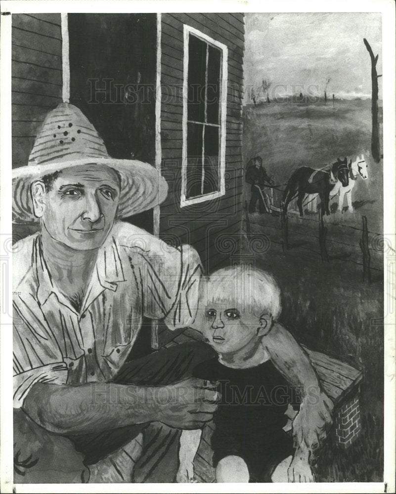 1984 Press Photo Ben Shawn artist Family Time exhibit  - Historic Images