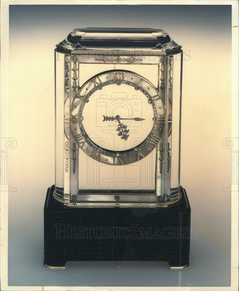 Crystal Rock And Gold Mystery Clock with Rose Diamonds. - Historic Images