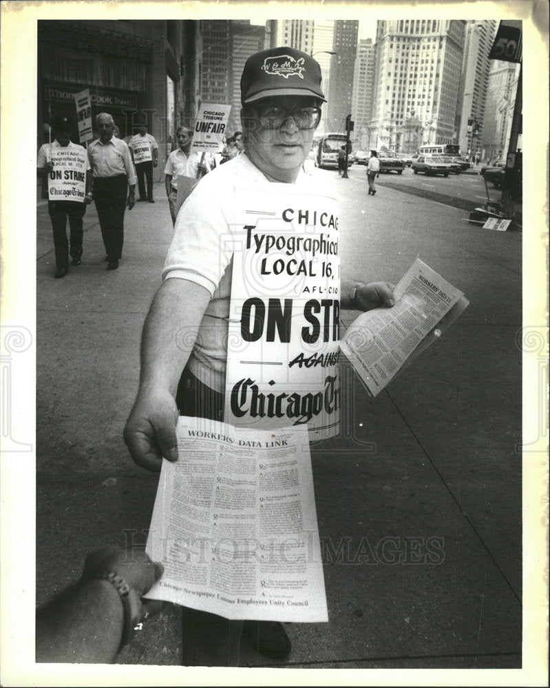 1985 Press Photo Mr Al La Vine printer strike info road - Historic Images