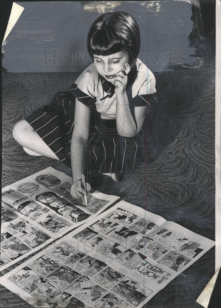 1957, Pretty Little Daily News Reader Triple - RRY39707 - Historic Images