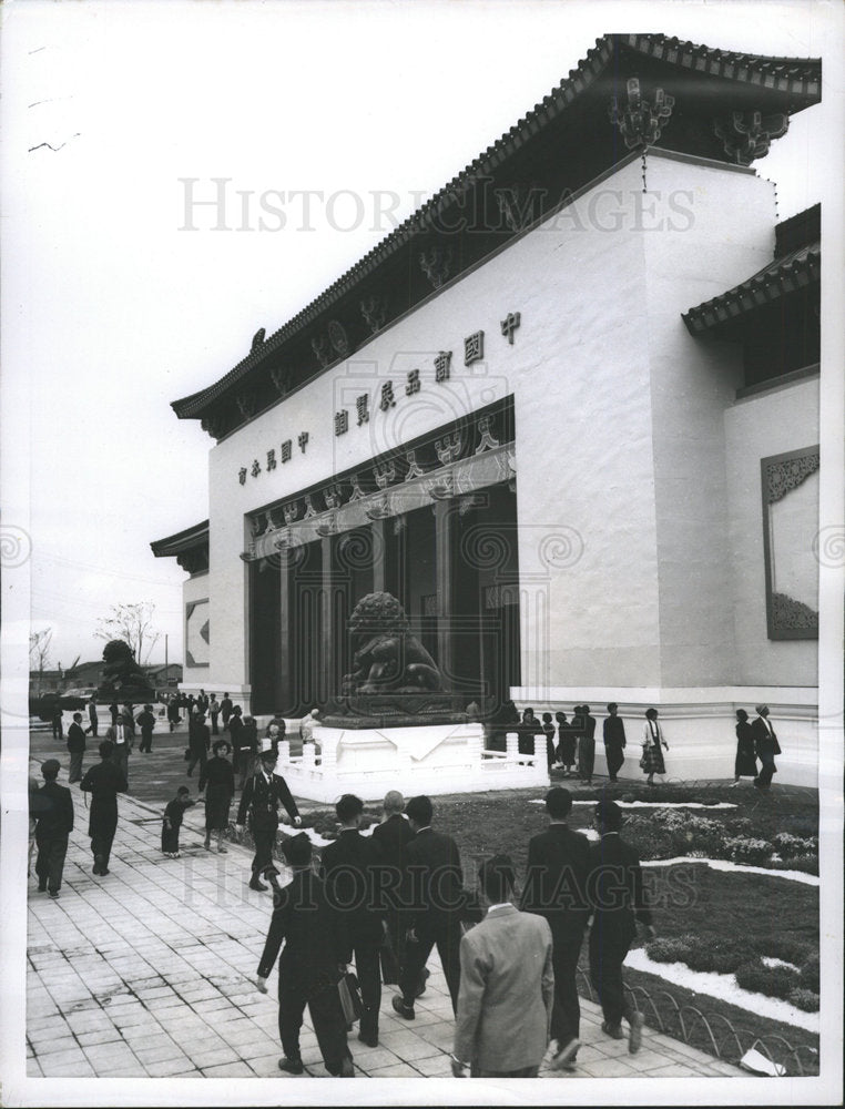 1955 Press Photo China Sample Fair Harumi Pier Toyko - Historic Images