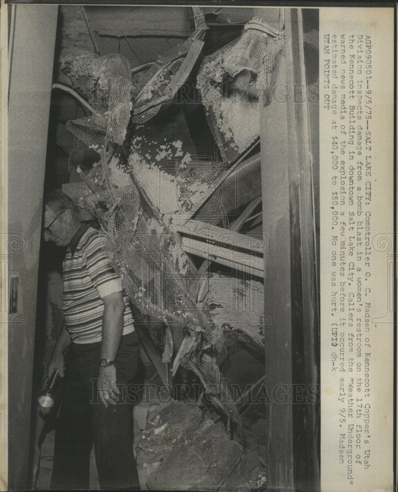 1975 Press Photo Kennecott Building Bomb Blast  - Historic Images
