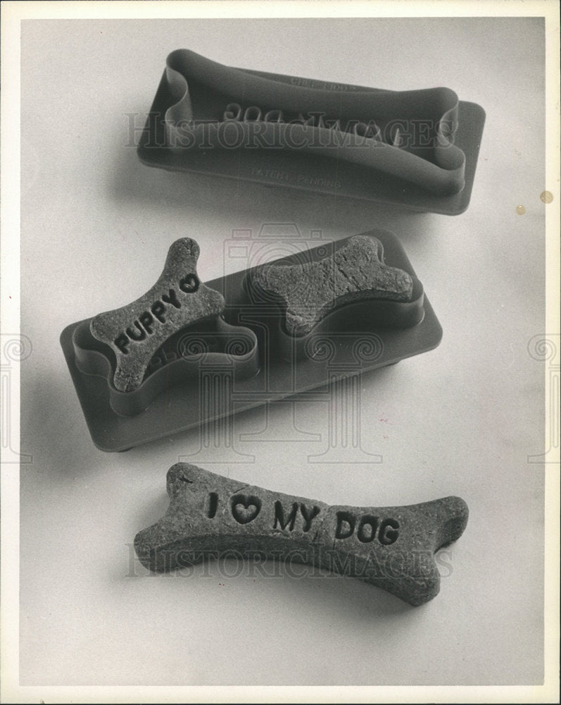 1992 Press Photo Homemade Dog Treat Molds Demonstrated - Historic Images