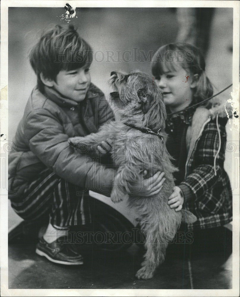 1976 Press Photo Kids Playing With Dog Hynes Show - Historic Images
